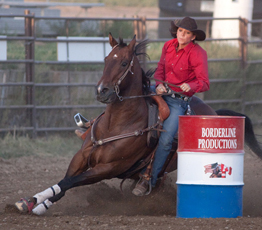 Morgan Knudson and Peace Policy were the 1D Average Saddle Winners at Borderline Barrels